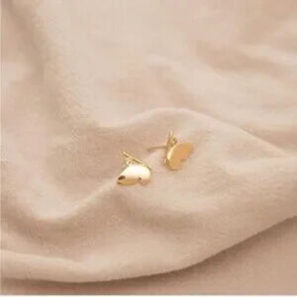 GOLD 14k Gold Plated 2pc Half Butterfly Stud Earrings Y2K Gift Minimalist - Picture 4 of 4